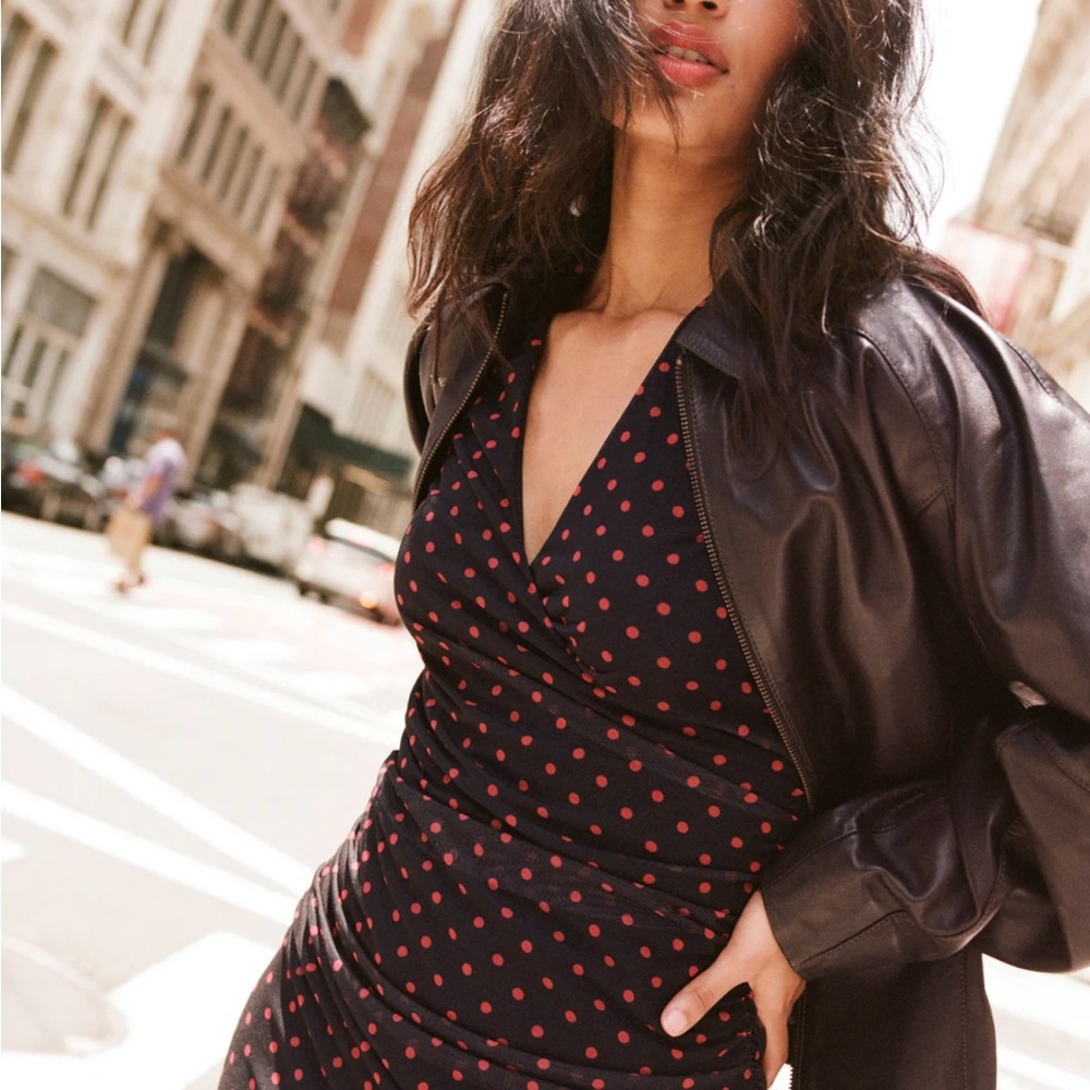 Chic Black Dress with Red Dots
